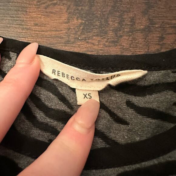 Rebecca Taylor gray & black animal print short sleeve top size XS - Picture 6 of 11